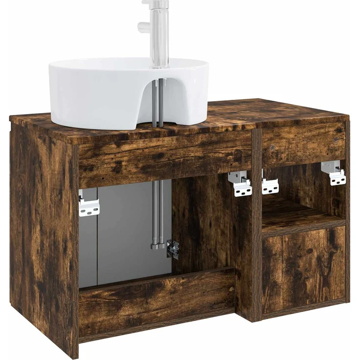 vidaXL Badezimmerschrank-Set 2 stk. Geräucherte Eiche 3404079 – Bild 6