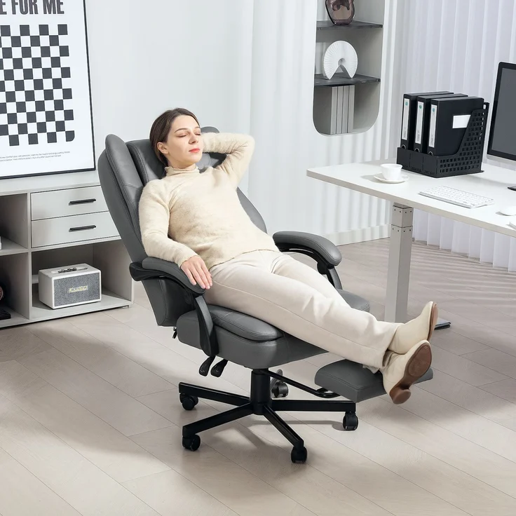 MELAYR, Bürostuhl mit Massagefunktion, 69 x 64 x 120 cm, Grau – Bild 3