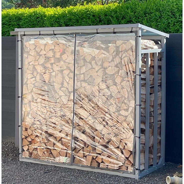 Quick Star Kaminholzregal 126x177cm Wetterschutz für Kaminholzregal 130x70x185cm, Mit 22 Ösen, Spanngummis und Reißverschluss