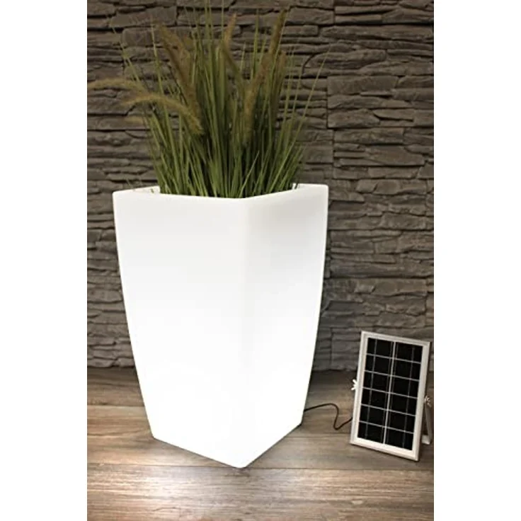 Arnusa Pflanzkübel Solar Blumenkübel LED Farbwechsel + Fernbedienung Akku Blumentopf, beleuchtet Solarleuchte moderne Lampe – Bild 1