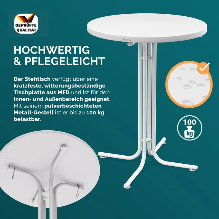 CASARIA® Stehtisch 70x110cm Weiß – Bild 7