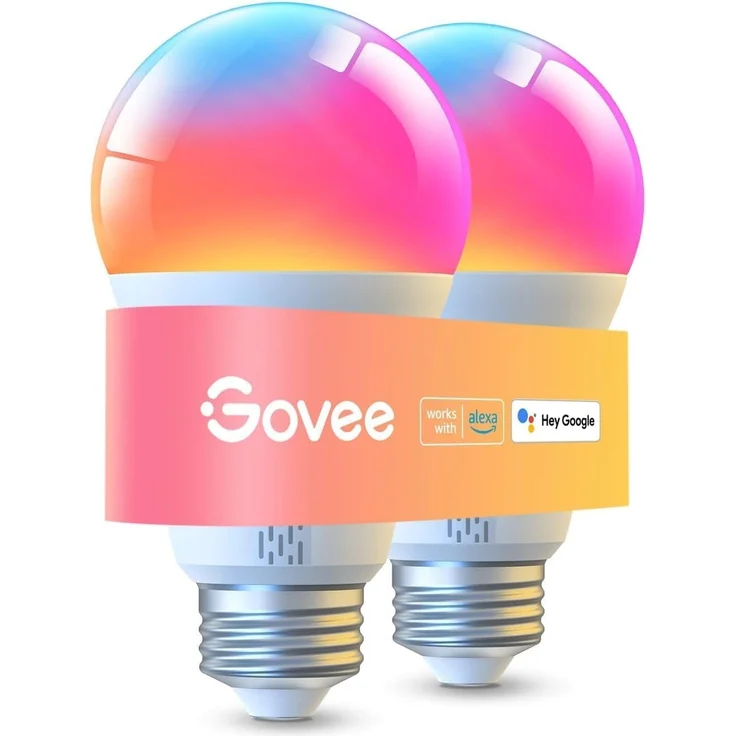Govee Smart Glühbirne E27, 1000LM RGBWW Led Lamp App dimmbar, Wi-Fi & Bluetooth Smart Bulbs 9W, 54 Szenen, 16 Millionen DIY-Farben, Kompatibel mit Alexa & Google Assistant, 2 Stück