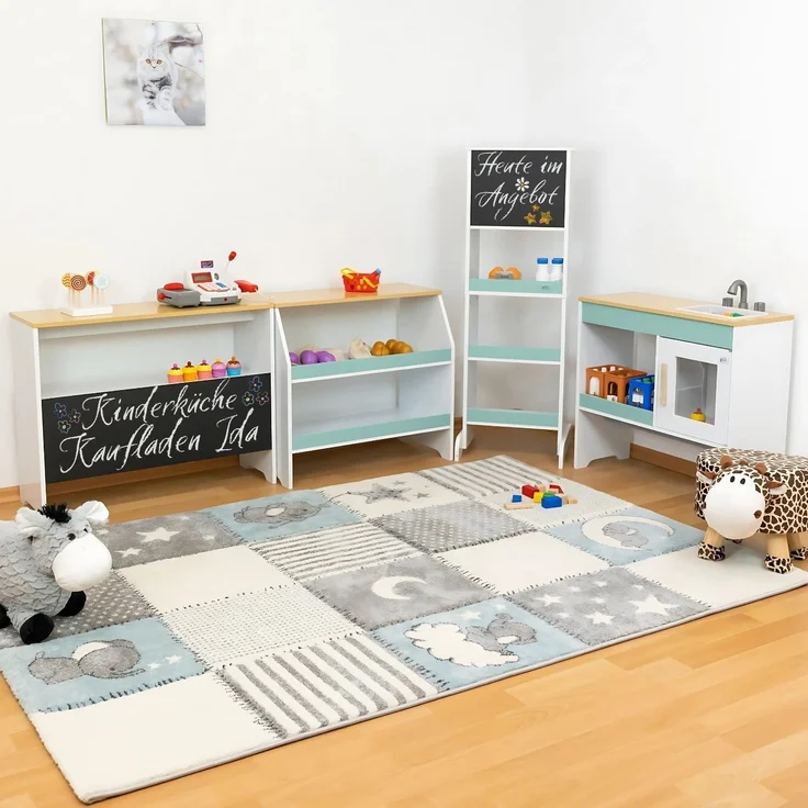 Coemo Spielküche Ida 4er Set aus Holz 4-tlg. Kinderküche in Türkis – Bild 1