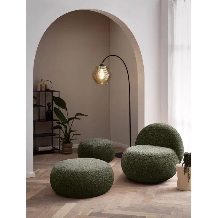 DOMO. collection Sessel 700 016, Polstersessel, rund, gepolsterte Rückenlehne, Füße mit Filzgleitern, Armsessel, Polsterganitur, 73 x 75 x 76 cm (BxTxH), grün – Bild 1