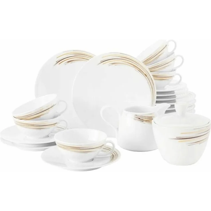 Seltmann Weiden L Boston Teeservice, 20-tlg, Tee Service, Teeset, Porzellangeschirr, Hartporzellan, Schwarz / Gold, 1737637