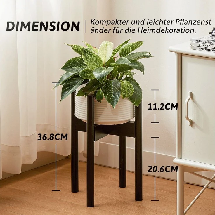 Bamworld Blumenständer Blumenhocker, Pflanzenhocker, Höhenverstellbar & Kippsicher (1 St), für verschiedene Blumentöpfe, höhe 37 cm – Bild 2