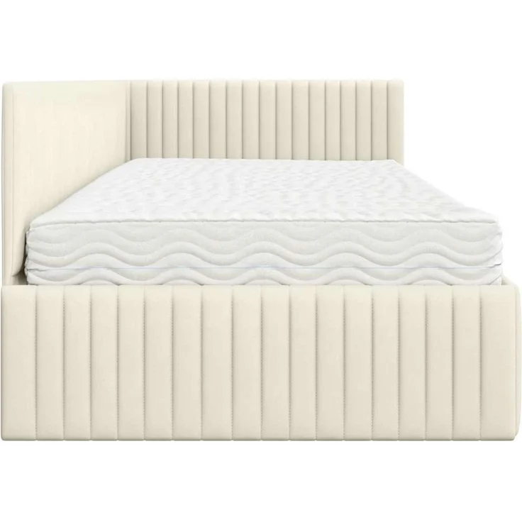 vidaXL Eckbettgestell mit Matratze mit Kopfteil 2 pcs Creme Samt 3393825 – Bild 8