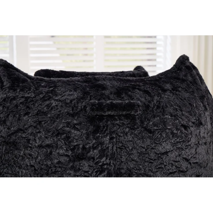 Riesiger Sitzsack mit Kissen, bequeme große Sitzsäcke für Erwachsene und Kinder, Kunstfell-Bodensofa für Wohnzimmer, Schlafzimmer und Wohnung, Schwarz--Schwarz--123x97x73cm--YOUDENOVA – Bild 10