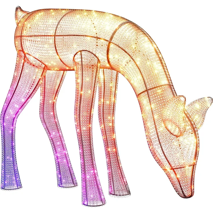 Twinkly Reindeers, LED-Leuchten in Rentierform für den Außenbereich, 160 RGB-LEDs und Warmweißes Licht, Höhe 75 cm, Kompatibel mit Alexa und Google Home, IP44, App-Steuerung, Weihnachtsbeleuchtung