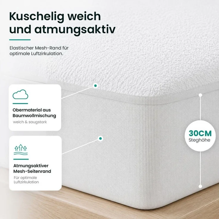 Matratzenschoner Wasserdichter, atmungsaktiver Matratzenschoner – leise & waschbar Gentle North – Bild 3