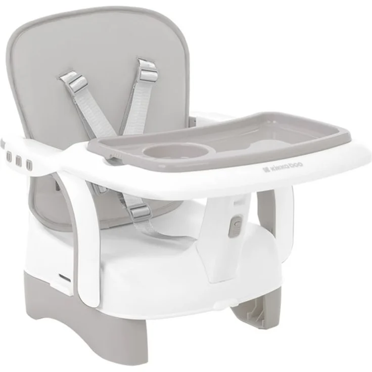 Kikkaboo Kinderstuhl, Boostersitz Chewy, Doppeltablett, Sicherheitsgurt, faltbar grau – Bild 1