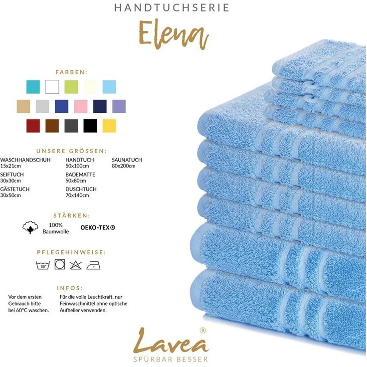 Lavea Badematte 4er Set Badeteppiche Elena Frottee 50x80 cm Badvorleger, 100% Baumwolle, 500 g/m² Frottier, weich & saugstark, pflegeleicht – Bild 2