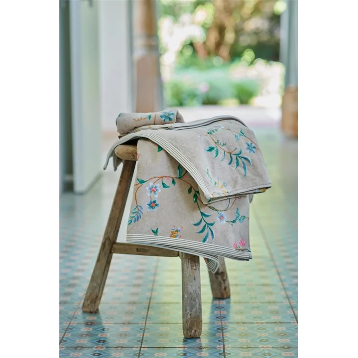 PIP Studio Duschtuch Badetuch Les Fleurs Khaki 70x140 cm Blumenranke Blütenrispen – Bild 2