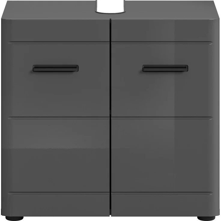 Waschbeckenunterschrank Soft - Grau / Grau Hochglanz – Bild 2
