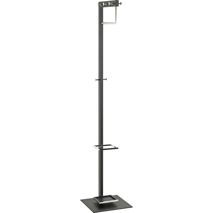 Garderobenständer >54553< in chrom, schwarz, Metall - 35x175x41cm (BxHxT)