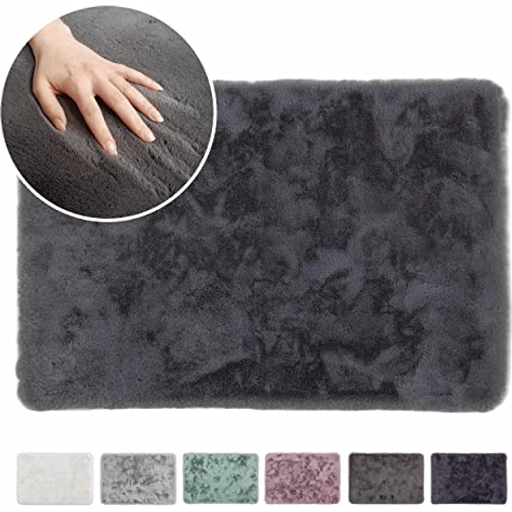 Schöner Wohnen Kollektion Badteppich 'Bali', anthrazit, 60 x 90 cm, rutschhemmend, waschbar bei 30°C, für Fußbodenheizung geeignet – Bild 3