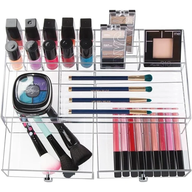 Schminkaufbewahrung Kosmetik Organizer 2 Schubladen mDesign transparent – Bild 5
