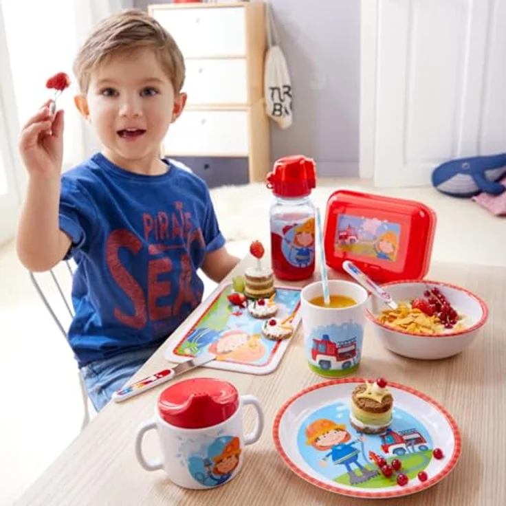 HABA Kinderteller Feuerwehr – Praktischer Melamin-Teller mit Bär-Motiv – Rutschfest – Spülmaschinengeeignet – Ab 12 Monaten – 1303692001 – Bild 5