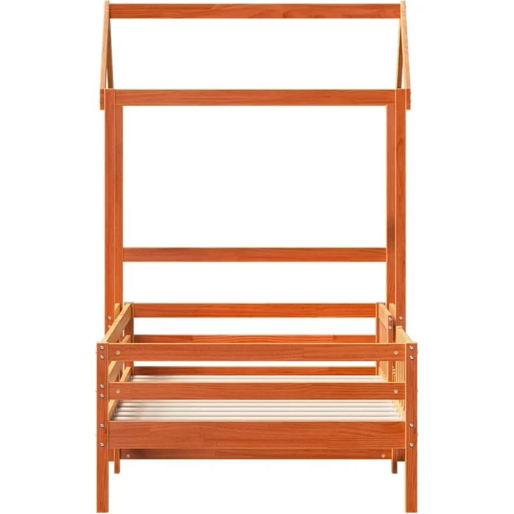 vidaXL Massivholzbett mit Dach Wachsbraun 90x200 cm Kiefer 3282161 – Bild 3