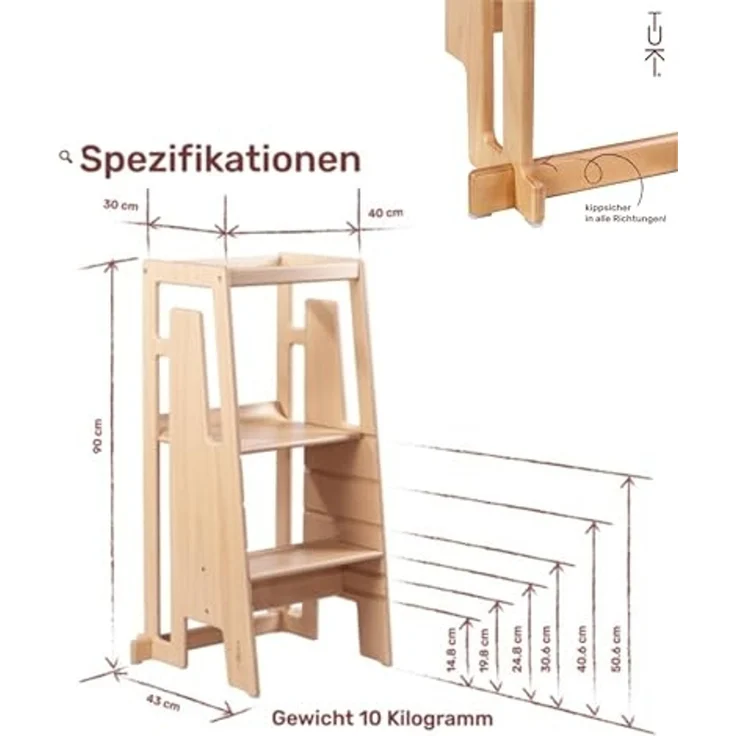 Tuki Lernturm (Entdeckerturm) ab ca. 12 Monaten (Modell 2025) White – Bild 5