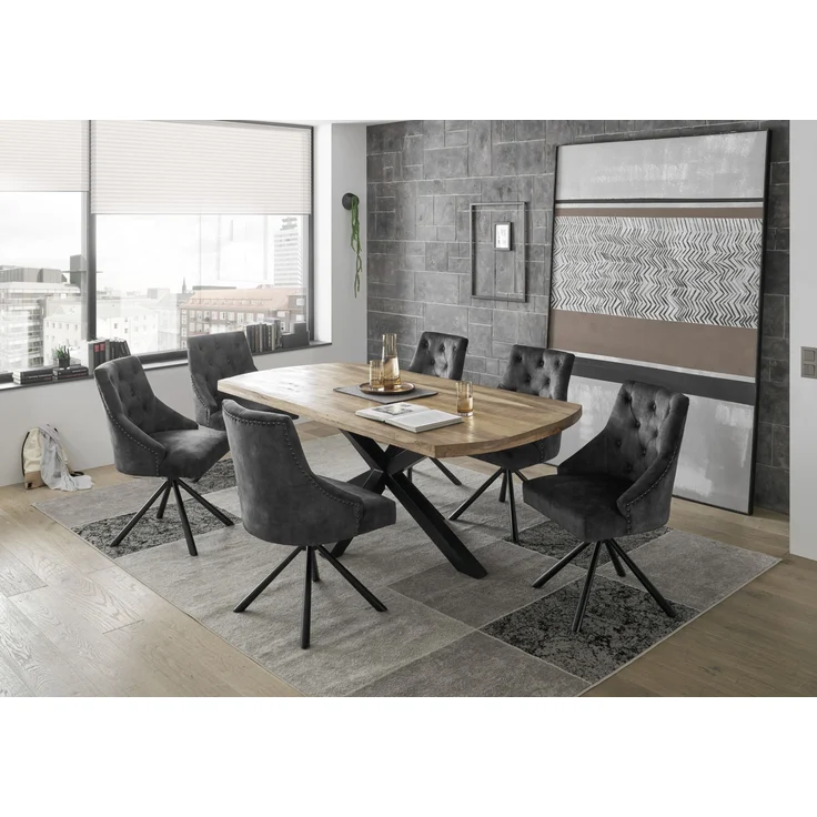Esstisch >Veneti< in schwarz, Mango 40mm aufgedoppelt - 200x77x100cm (BxHxT) – Bild 5