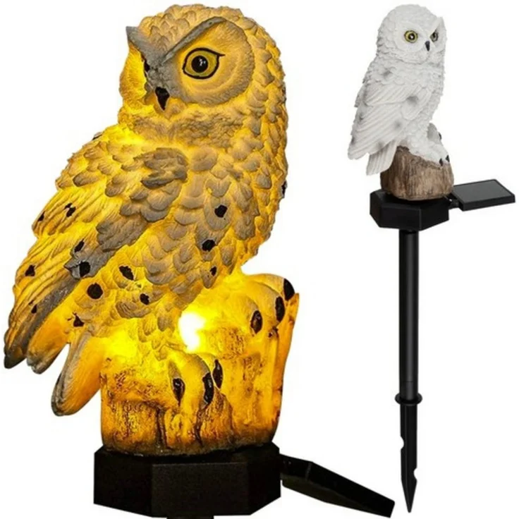 Gardlov Außen-Stehlampe Eule Solar-Gartenlampe, Beleuchtung, LED fest integriert, Tageslichtweiß, 180° verstellbar Sonneneinstrahlung, bis zu 10 Stunden Leuchtdauer – Bild 1
