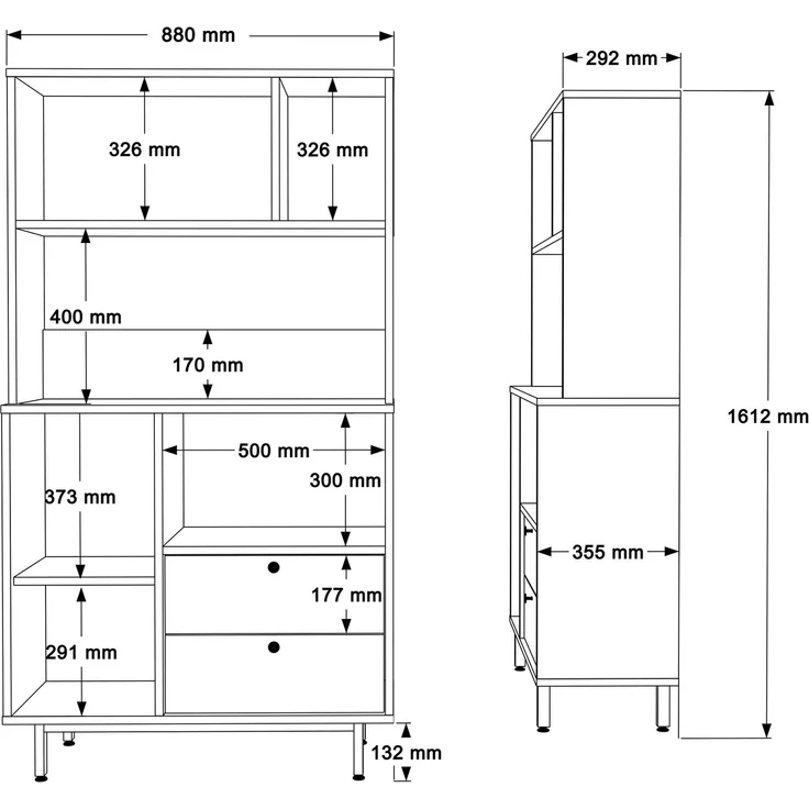 Skye Decor 'LAT3-W' Mehrzweckschrank, Weiß, 88 x 161,2 x 35,5 cm – Bild 7
