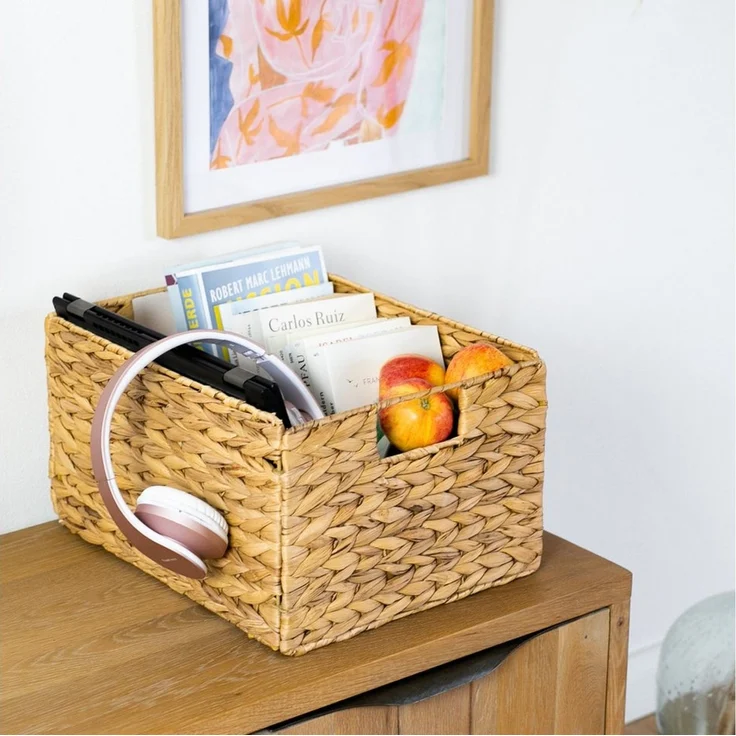 HMF Aufbewahrungskorb faltbarer Korb geflochten aus Wasserhyazinthe Seegras (2 St), handgefertigter Flechtkorb in zwei Größen – Bild 2