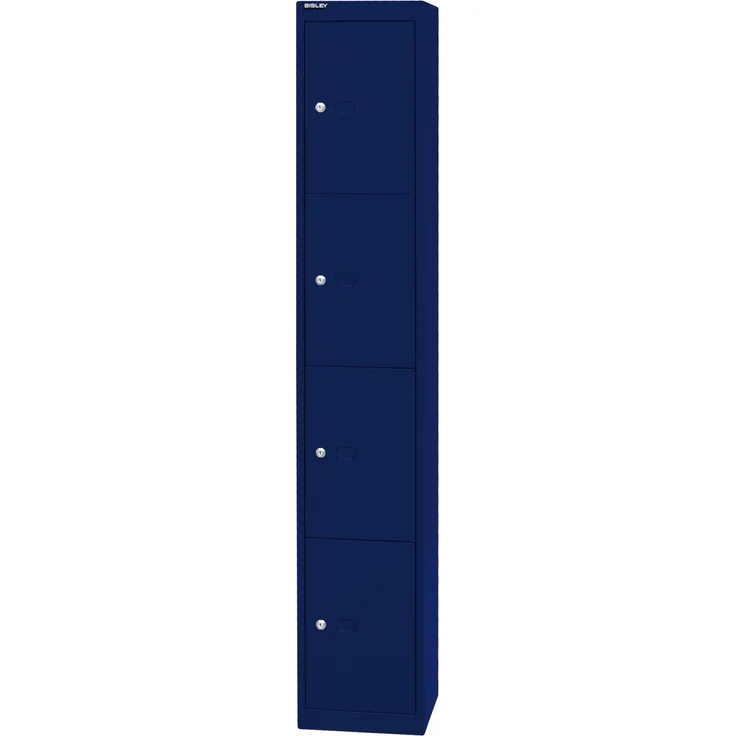 Bisley Schließfachschrank Office, 1 Abteil, 4 Fächer, T 305 mm, Farbe oxfordblau – Bild 3