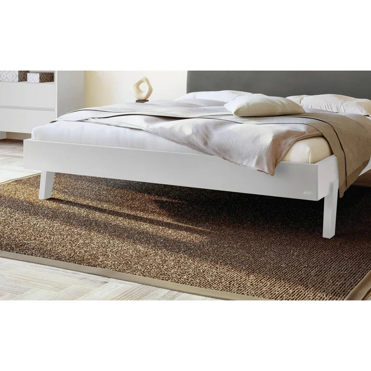 Hasena Polsterbett Lorenzo Weiß mit Monet-Bezug Grau 140x200 cm, Komforthöhe 25 cm MDF weiss deckend – Trento – Bild 4