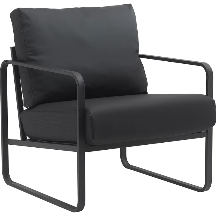 CLP Lounger Manea mit Metallgestell,schwarz Kunstleder – Bild 1