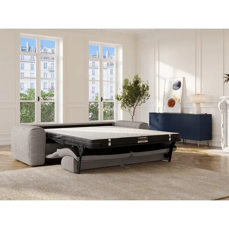Vente-unique - POGNIA Sofa SamtStoff Grau - B 100 cm x H 73 cm x L 236 cm – Bild 2