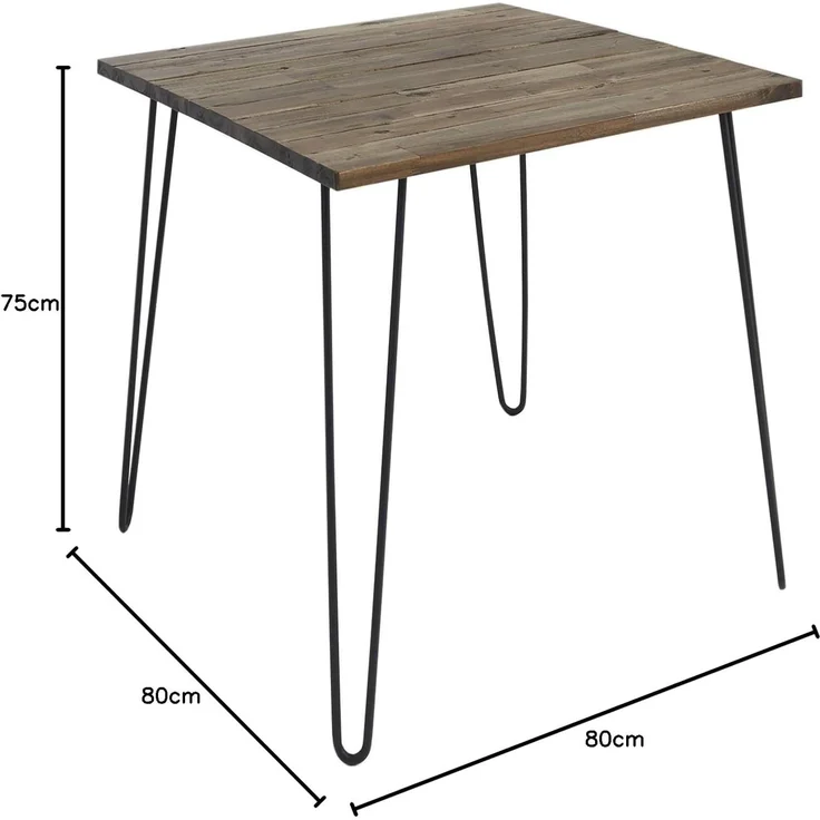 riess-ambiente Esstisch SCORPION 70cm Akazie braun – Metall, Hairpin Legs, Retro, massiv (Einzelartikel, 1-St), Kompakt, quadratisch, Vintage Tisch mit Metallbeinen schwarz – Bild 3