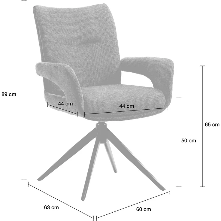 LC Home Esszimmerstuhl »Alto« Webstoff grau – drehbarer Armlehnstuhl & Polsterstuhl – Bild 3