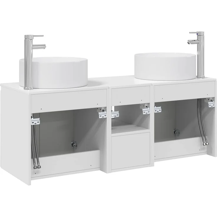 vidaXL Badezimmerschrank-Set 3 stk. Hochglanz Weiß 129 x 44,5 x 80 cm 3405741 – Bild 8