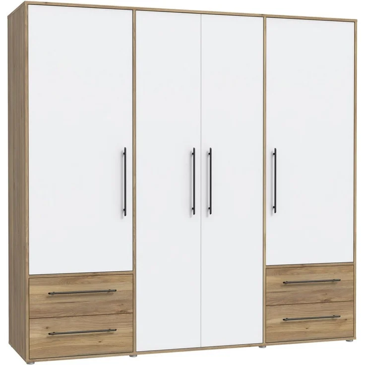 Forte Kleiderschrank, Holzwerkstoff, Mauvella Eiche Dekor mit weiß, 206 x 200 x 59 cm – Bild 1