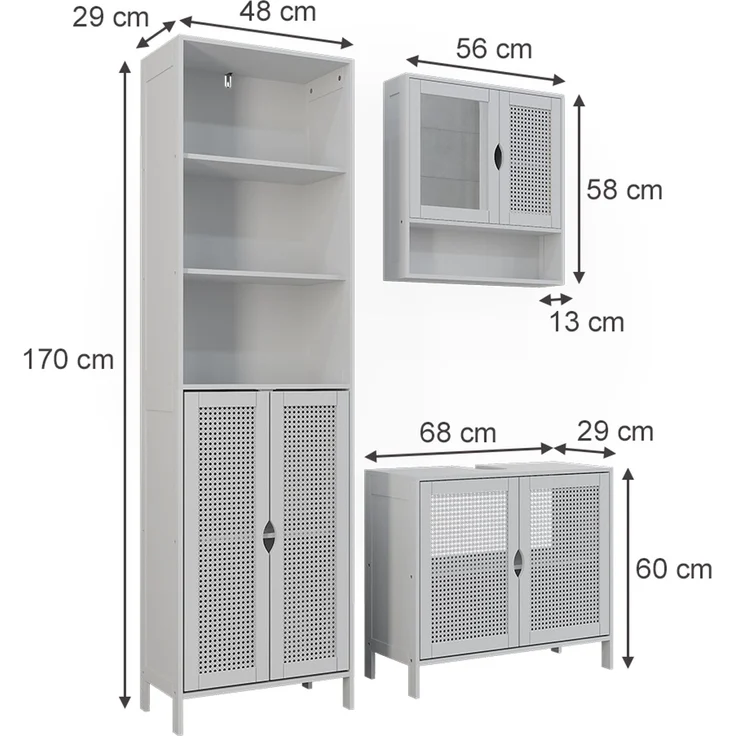 Badmöbel-Set Liora Weiß 3-teilig Vicco – Bild 2