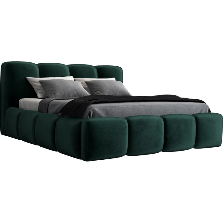 Polsterbett DONA 160x200 mit Matratze, Bettkasten und Lattenrost. Farbe: Dunkelgrun 10 – Bild 1