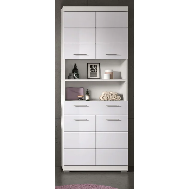 Badezimmer Hochschrank Shawn in weiß Hochglanz 74 x 191 cm – Bild 2