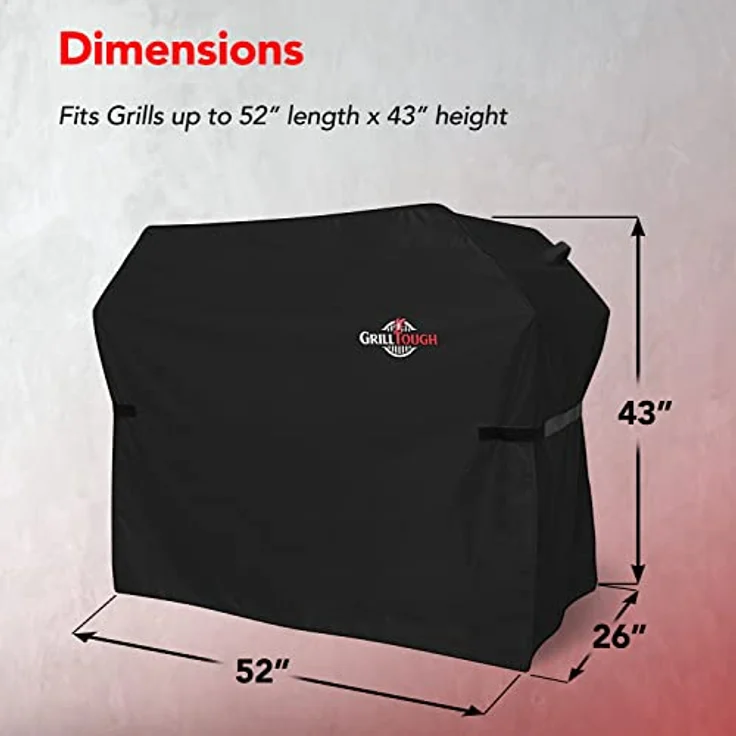 GrillTough Heavy Duty BBQ Grill Abdeckung für Outdoor Grill 52 Zoll - Wasserdicht, Wetterbeständig, UV & Fade Resistant mit Verstellbaren Gurten - Gasgrill Abdeckung für Weber, Genesis, Charbroil, – Bild 6
