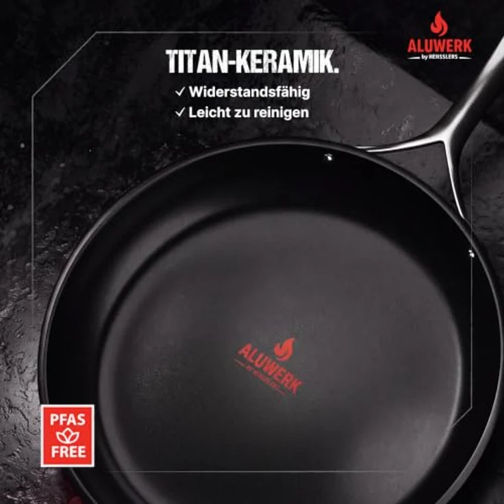 ALUWERK Bratpfanne Induktion 28cm, titanverstärkte Keramik mit natürlich hohem Antihaftverhalten und Cold-Handle aus Edelstahl – Bild 5