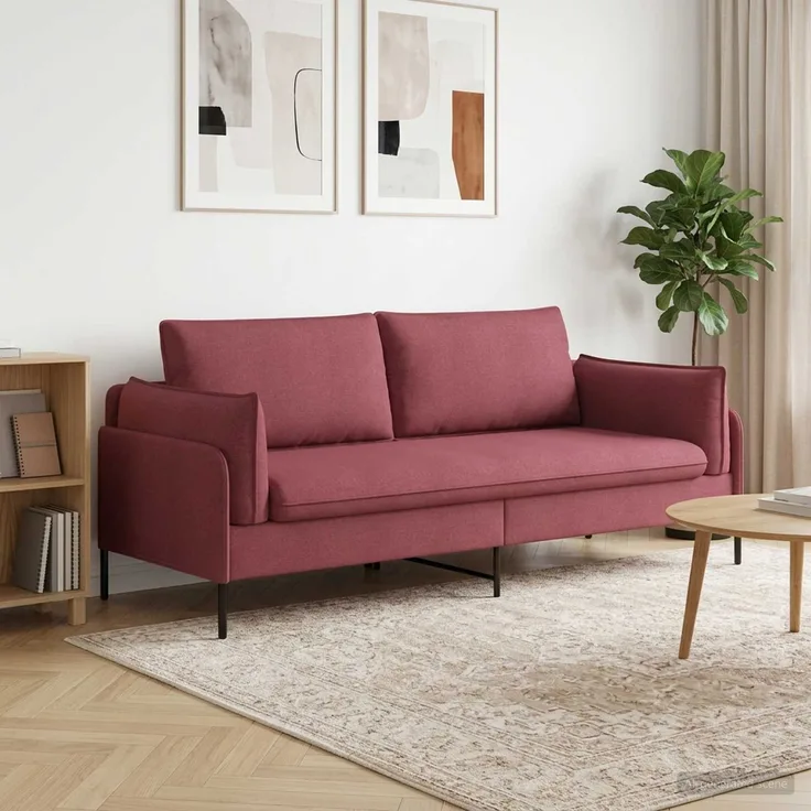 vidaXL 3-Sitzer-Sofa Weinrot 222 x 81 x 89 cm Stoff 42048632