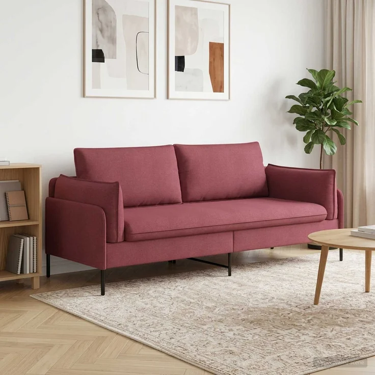 vidaXL 3-Sitzer-Sofa Weinrot 222 x 81 x 89 cm Stoff 42048632 – Bild 1