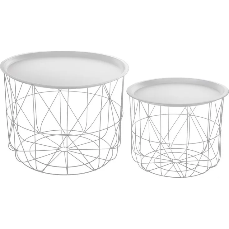 Kaffeetische mit abnehmbarer Platte, 2-er Set, Couchtisch, Metalltisch