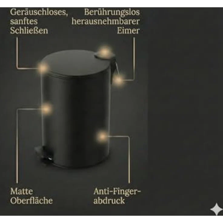 Treteimer Adelar - Schwarz matt 3 Liter – Bild 6