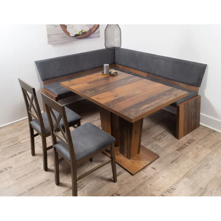MSZ Design Eckbank Eckbankgruppe Essgruppe MILANO 185 x 150 cm Old Wood Vintage Altholz-Optik – Bild 2
