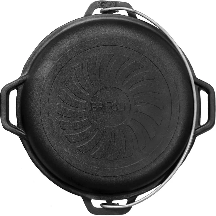 8L Kazan Schwenktopf Gusseisen Kasan Deckel-Bratpfanne Campingtopf Kessel – Bild 4