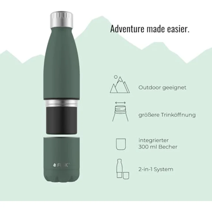FLSK Explorer Ridge Green Trinkflasche mit Trinkbecher 700 ml – Bild 2