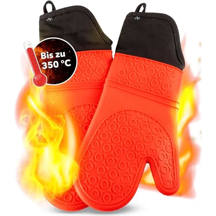 AVANA Topfhandschuhe Silikon Ofenhandschuhe Backhandschuhe Kochhandschuhe, (1 Paar Ofenhandschuhe aus Silikon), weiches Baumwoll-Innenfutter, Anti-Rutsch, Hitzebeständig bis 350°C – Bild 2