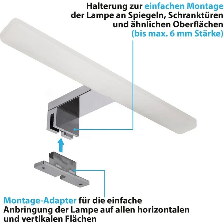 Maxkomfort LED Spiegelleuchte Badezimmer, 30/60cm, schwarz/weiß/chrom/acryl - IP44, LED fest integriert, Neutralweiß, Moderne Badbeleuchtung, Schranklicht, Schminklicht, ohne Schalter – Bild 2